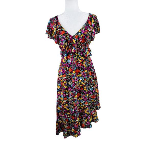 Lost + Wander Sleeveless Flora Garden Asymmetric Ruffled Midi Dress Large NWT - Picture 2 of 13